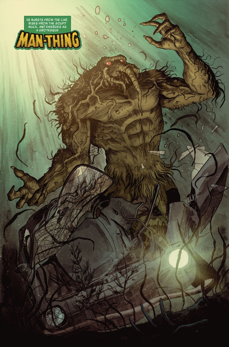 Illustration for article titled Here's the First Look at R.L. Stine's Creeptastic Marvel Comic, Man-Thing